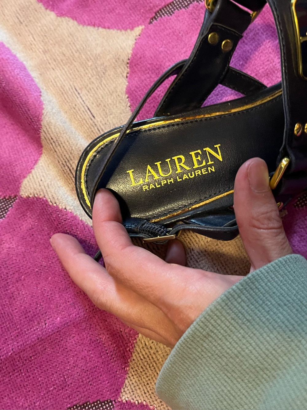 Dark Navy Lauren Ralph Lauren Patsi T-Strap Sandals - Picture 5 of 6